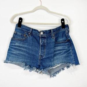 Levi's 501 Premium denim high rise cut off denim jean shorts button fly size 32